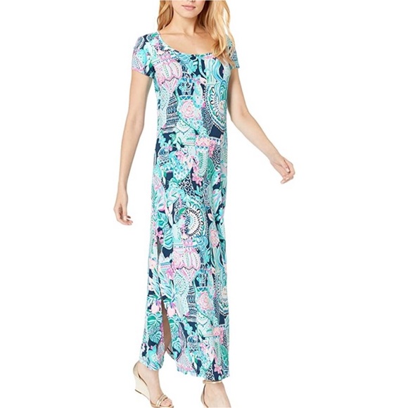 Lilly Pulitzer Wynne Maxi Dress in Lookin Sharp Cactus Cat XL - Picture 7 of 12